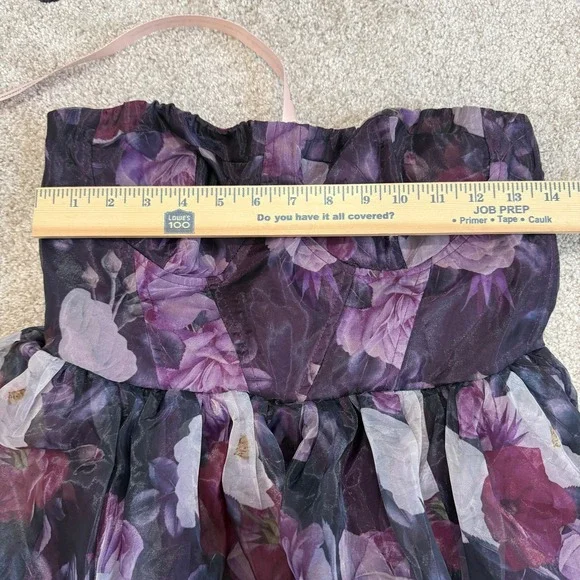 NWT Lulus Wonderful Waltz Purple Floral Print Strapless Bustier Maxi Dress Sz M - Picture 9 of 11